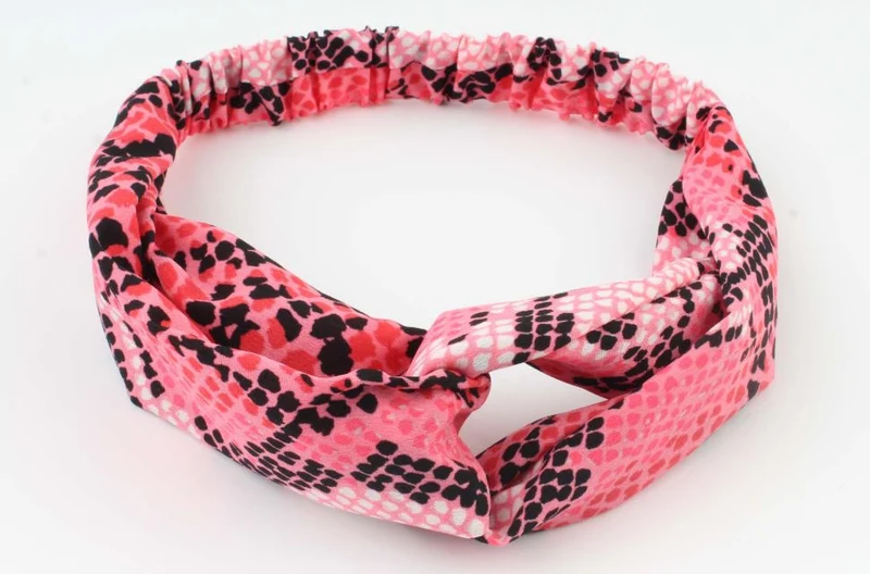 Roze print haarband / bandana met elastiek