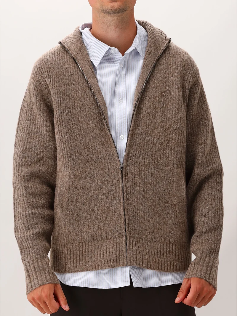 Olaf Gebreid Vest Bruin Zip Knitted Mockneck