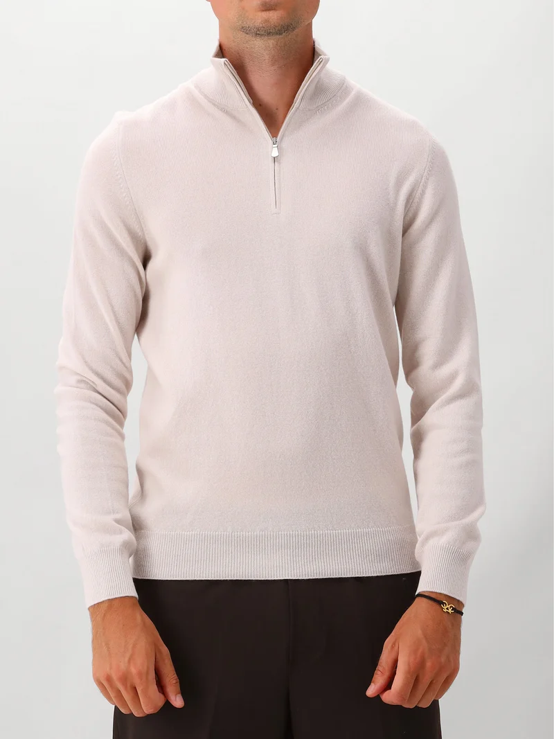 Gran Sasso Gebreide Trui Half Zip Beige