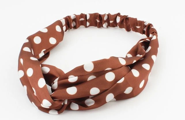 haarband / bandana met elastiek bruin dots