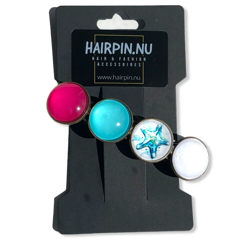 Color Hairclip haarspeld zeester turquoise pink XL