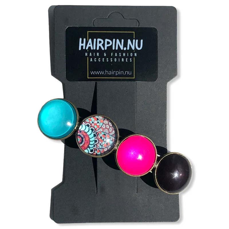 Color Hairclip haarspeld Boho roze print XL