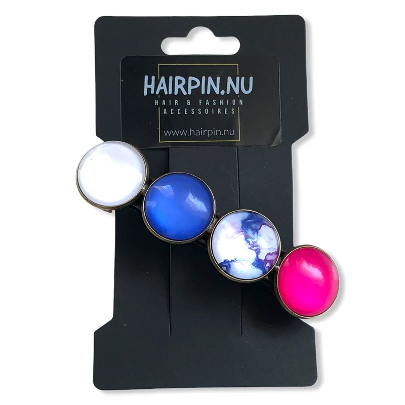 Color Hairclip haarspeld wit lila roze print XL