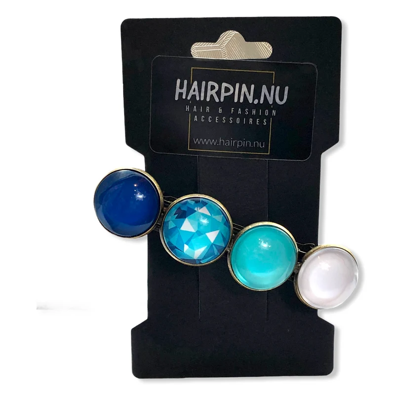 Color Hairclip haarspeld blauw wit print XL