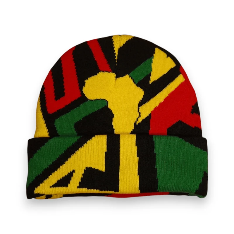 Afrikaanse Print Wintermuts / Beanie - Groen Geel Red Pan Africa