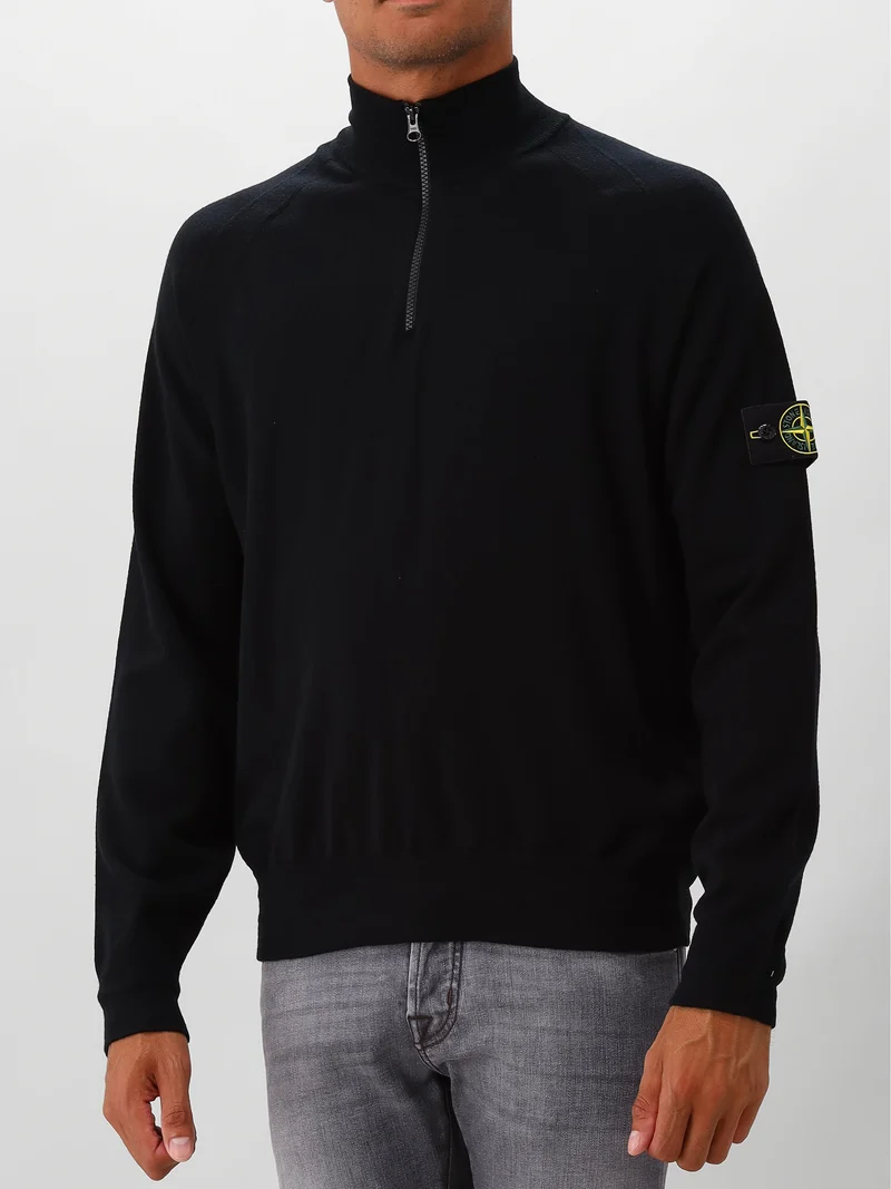 Stone Island Gebreide Half Zip Zwart