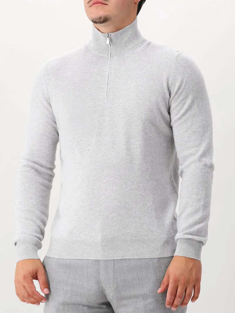 Gran Sasso Gebreide Half Zip Grijs