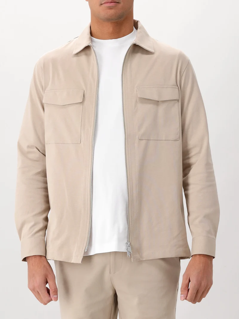 Genti Overshirt Beige Oaks Shirt Jacket Zip