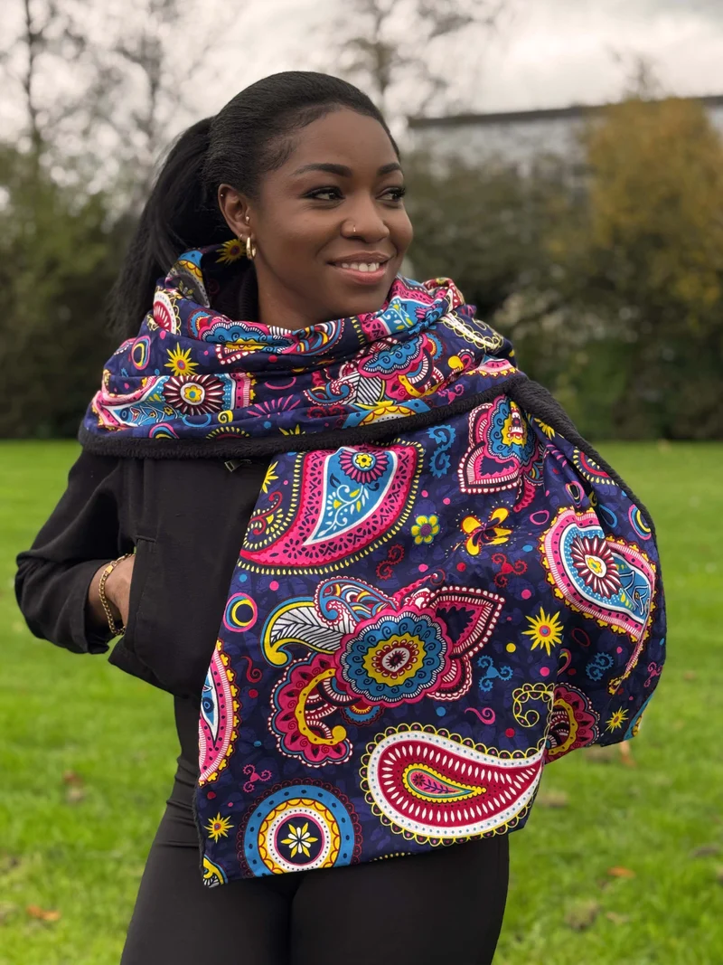 Warme Sjaal met Afrikaanse print Unisex - Blauw Roze Paisley