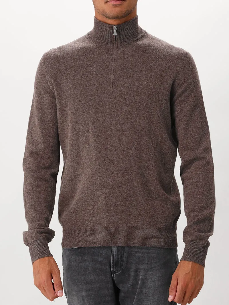 Gran Sasso Gebreide Trui Bruin Mock Zip