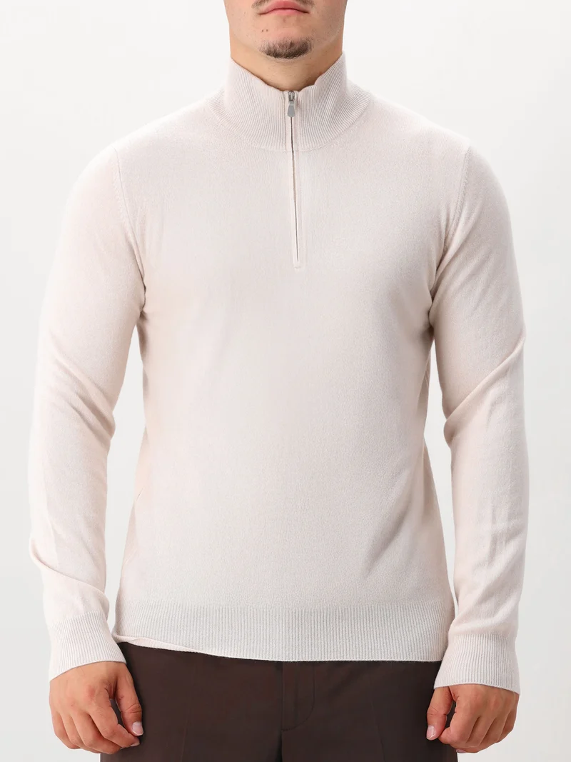 Gran Sasso Gebreide Half Zip Beige