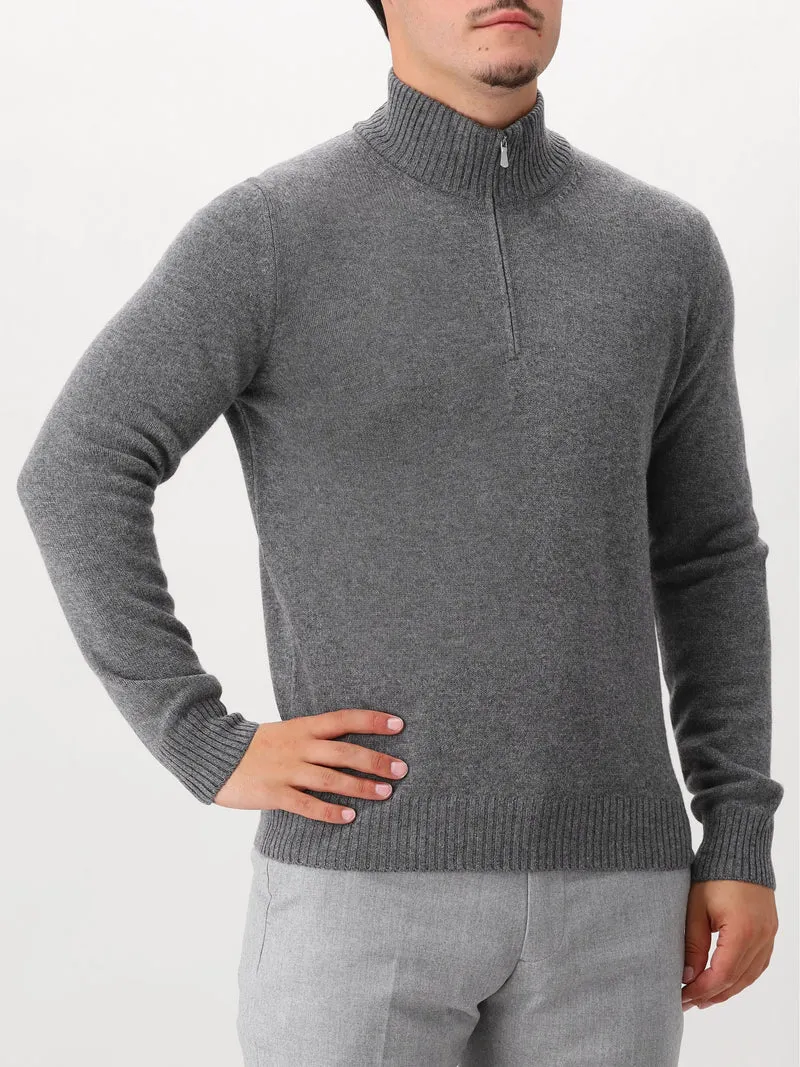 Gran Sasso Gebreide Half Zip Grijs