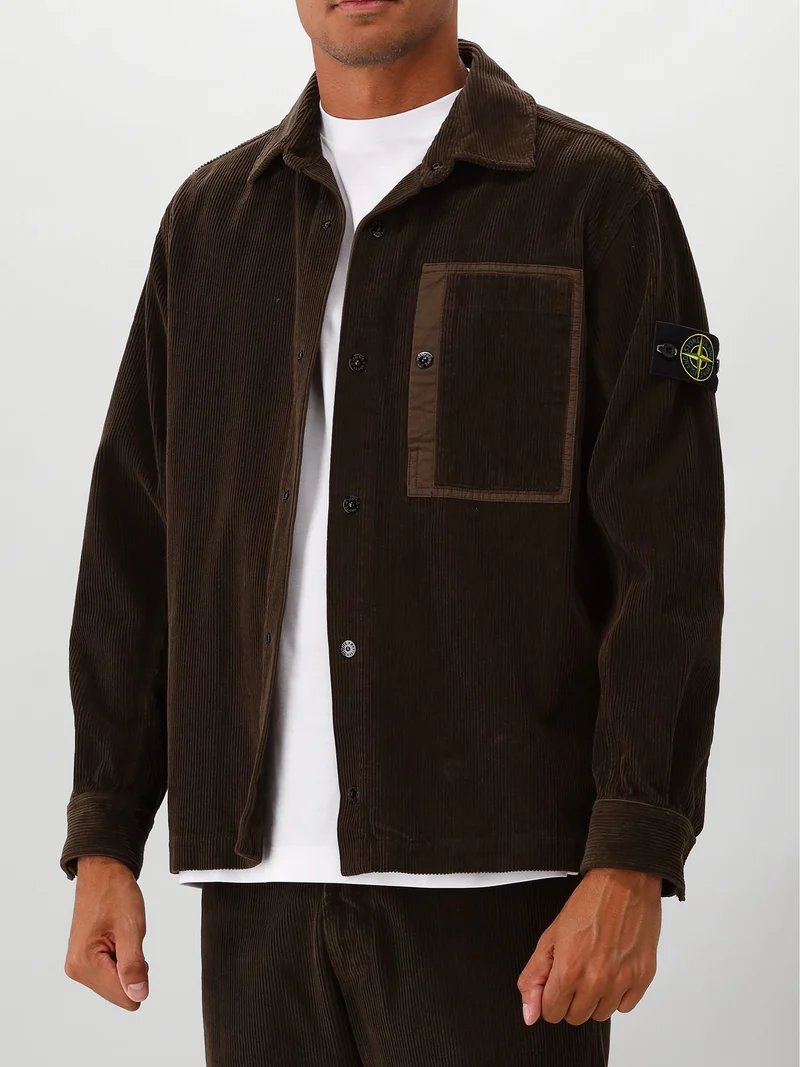 Stone Island Overshirt Groen Corduroy