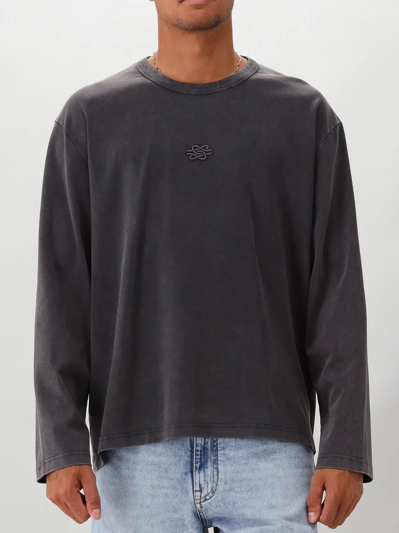 Filling Pieces Longsleeve Zwart Boxy Embroidered