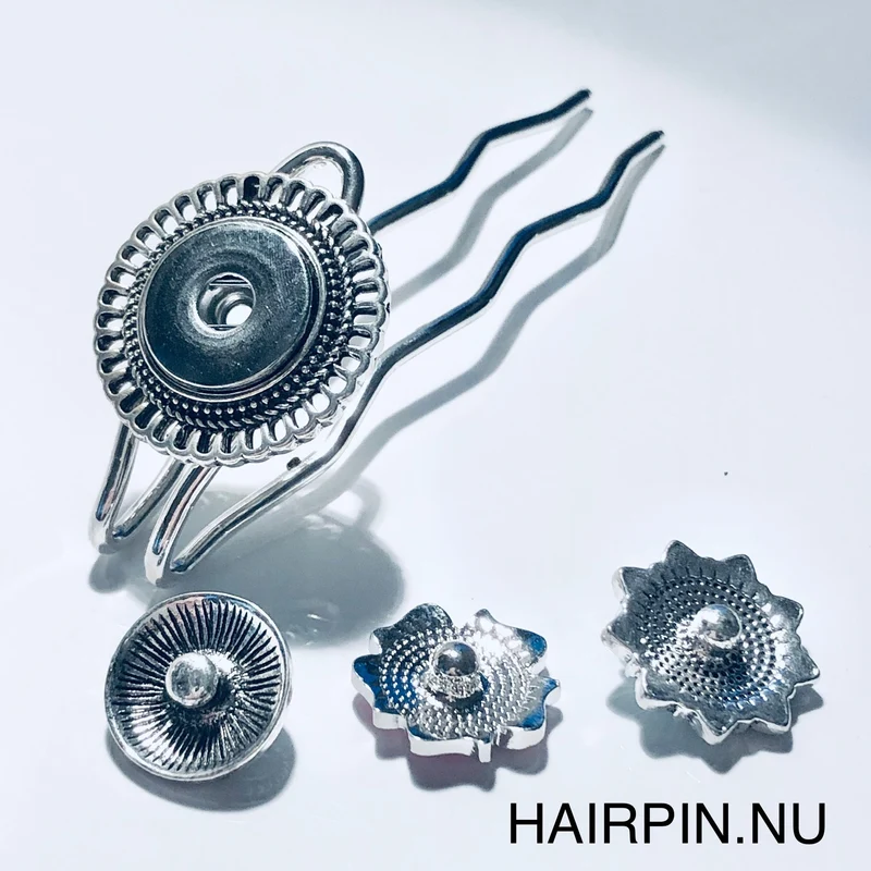 Hairpin long Round- HAIRACCESSOIRE - haarpin incl. 3 gratis clickbuttons naar keuze