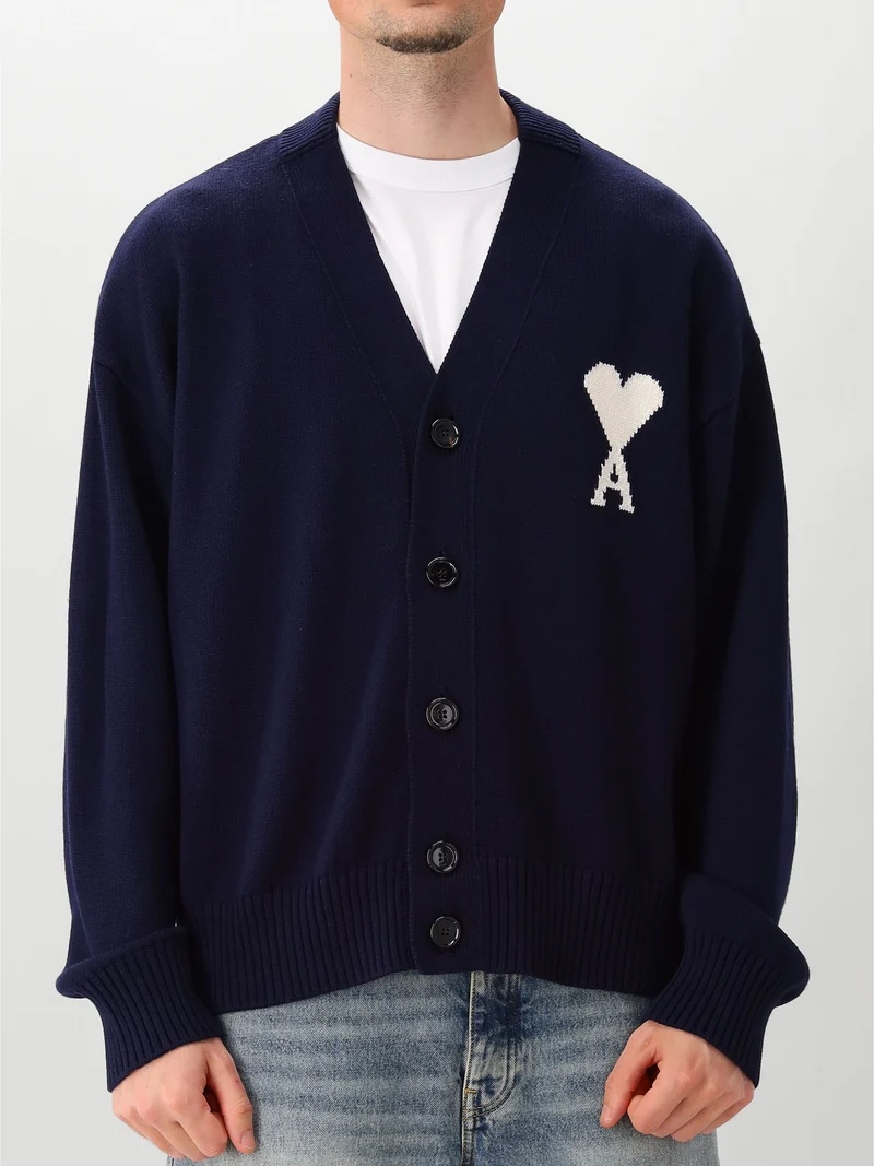 Ami Paris Gebreid Vest Blauw ADC