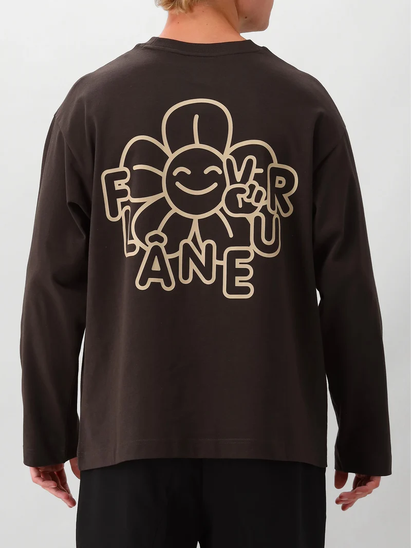 Flâneur Longsleeve Bruin Happy Flower