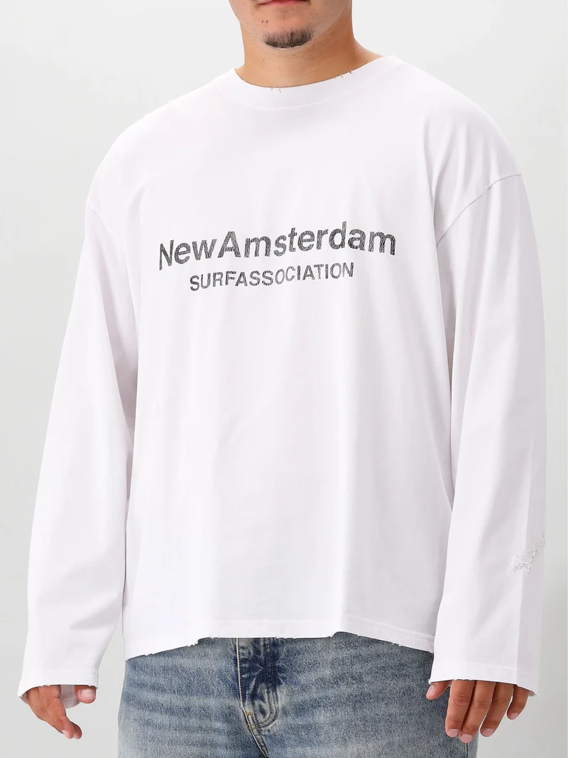 New Amsterdam Longsleeve Wit Worked Logo