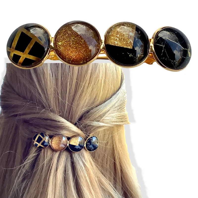 Color Hairclip haarspeld zwart goud XL-028.25