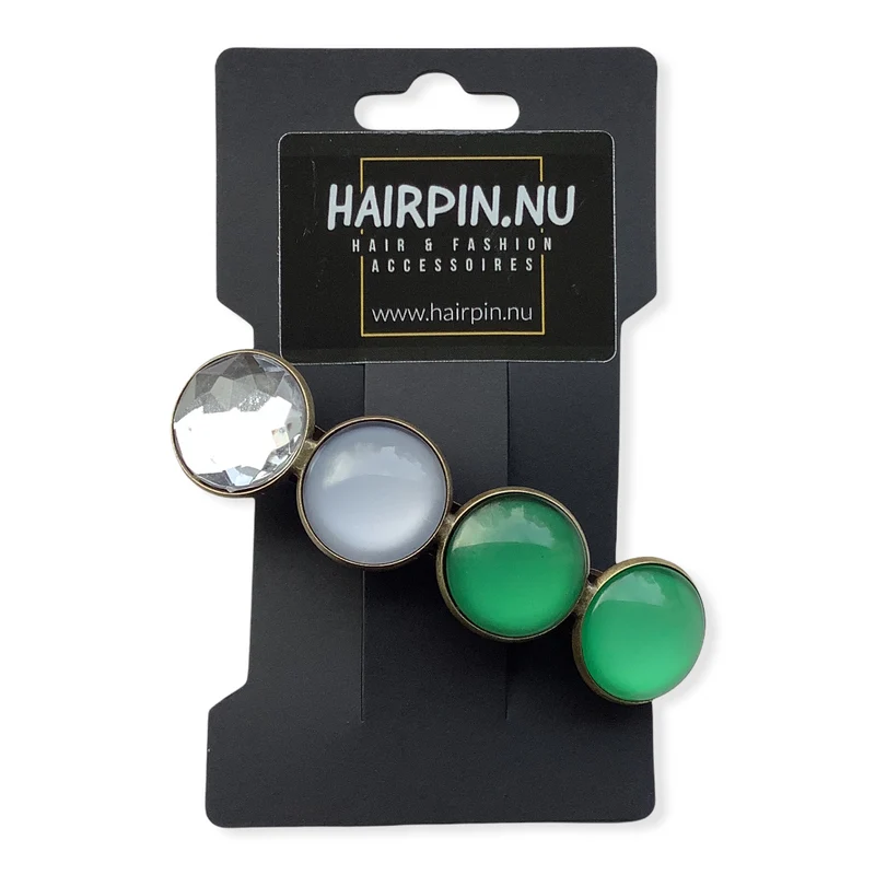 Color Hairclip haarspeld groen zilver glossy XL-051.25