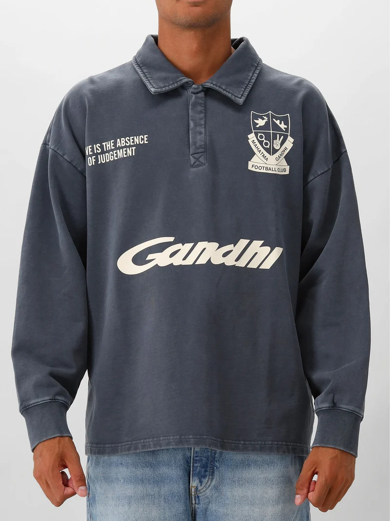 Hopeium Sweater Polo Grijs Football Gandhi