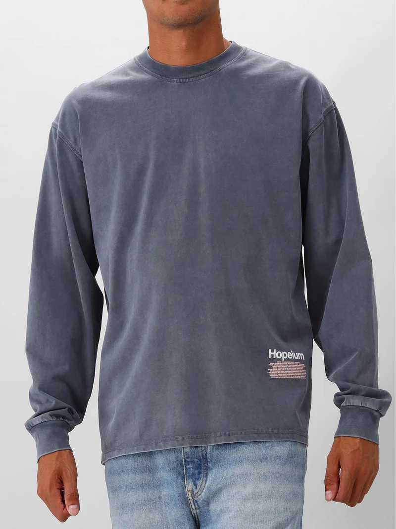 Hopeium Longsleeve Grijs Tour Heavy Washed Grey