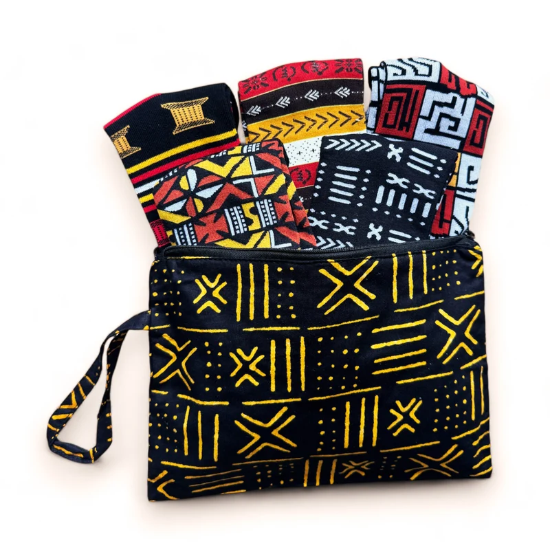 Afrikaanse sokken / Afro socks set UKI met tasje - Set van 5