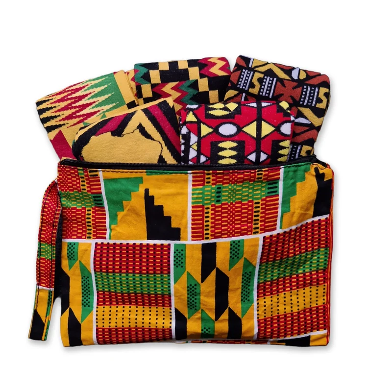Afrikaanse sokken / Afro socks set MEDAASE met tasje - Set van 5