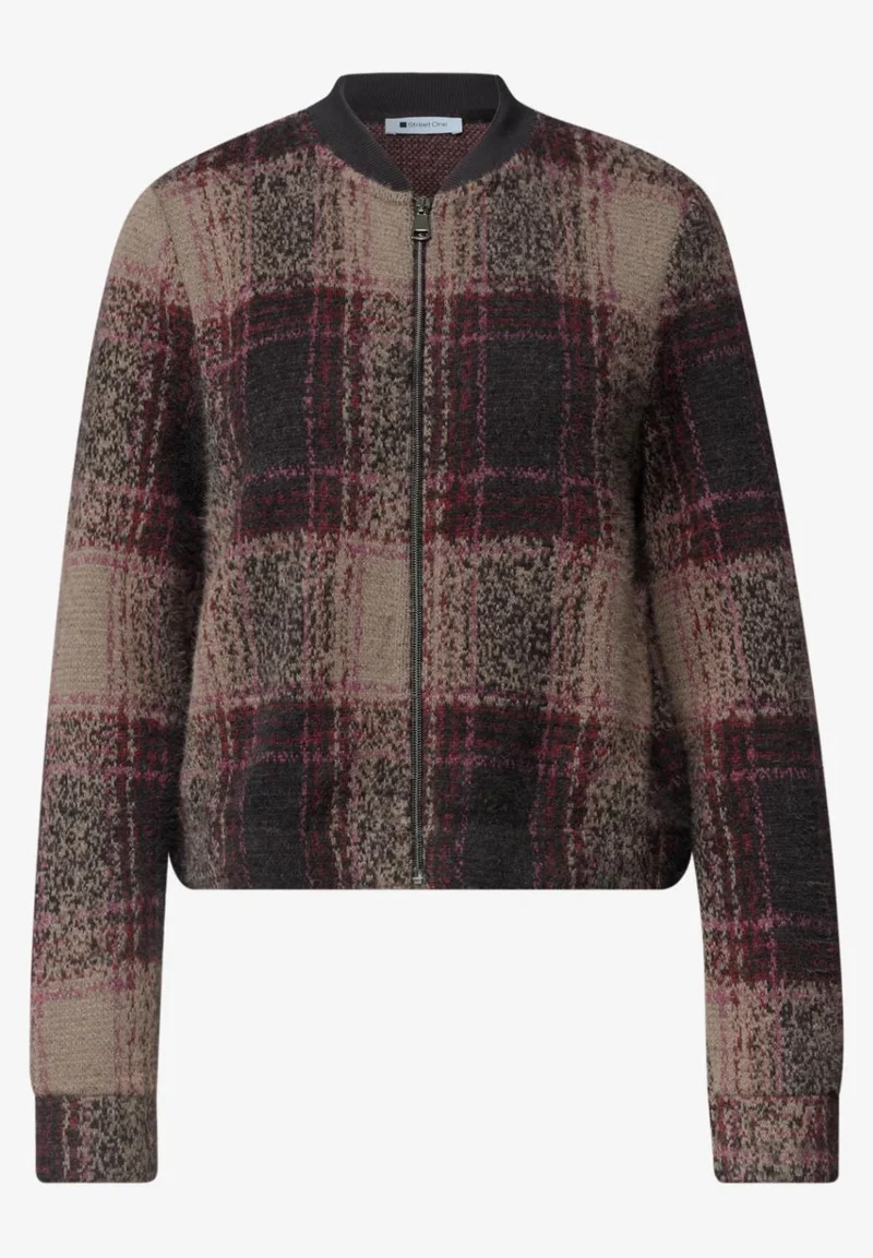 multicolor fluffy check jacke