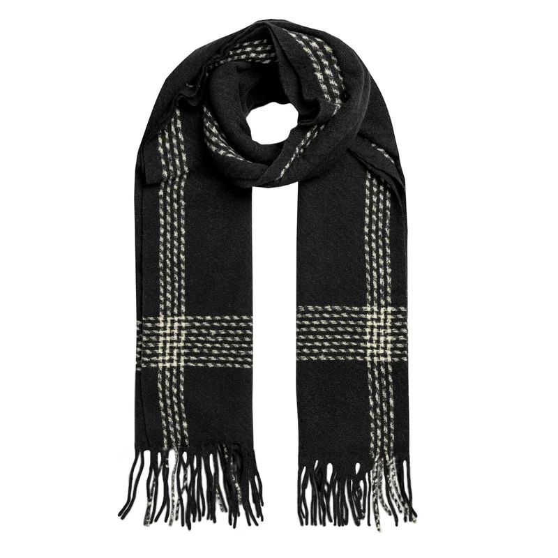 Heren Sjaal met Contrast Stripe Rand en Franje