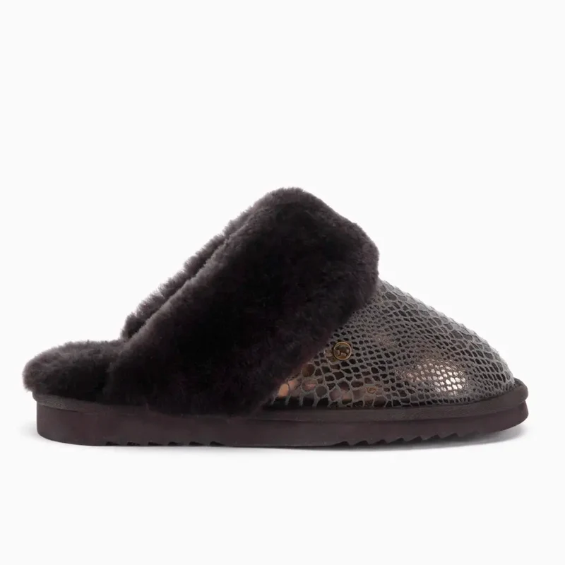 Collie Dames Suède Print Snake Choco