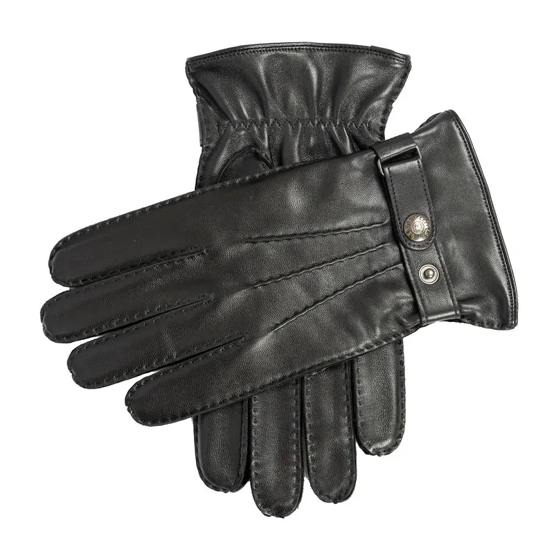 Met de hand genaaide herenhandschoenen van gevoerd leer met drie stikpunten