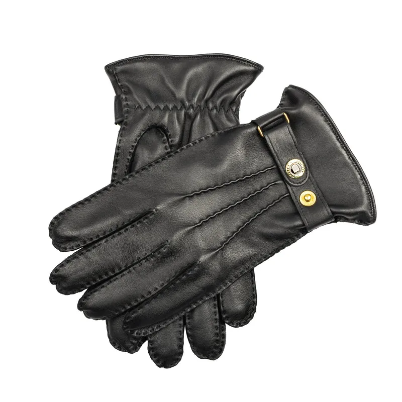 Heren Heritage Touchscreen Handgenaaide Drie-Punts Leren Handschoenen met Kameelhaarvoering