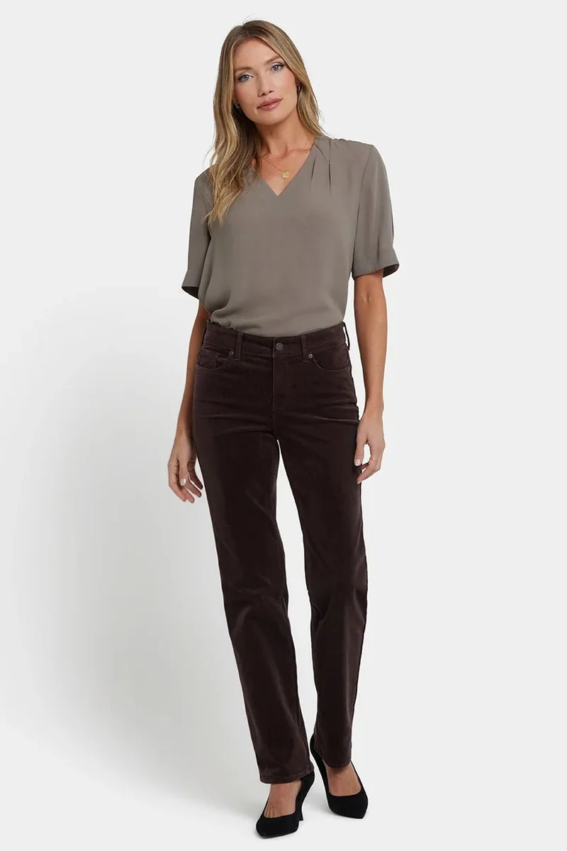 Marilyn Straight Rib Broek | Bitter Chocolate