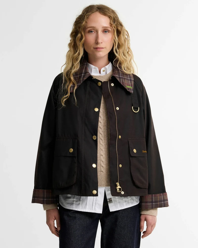 Barbour Dames | Icons Tartan Collar Spey Waxed Jacket