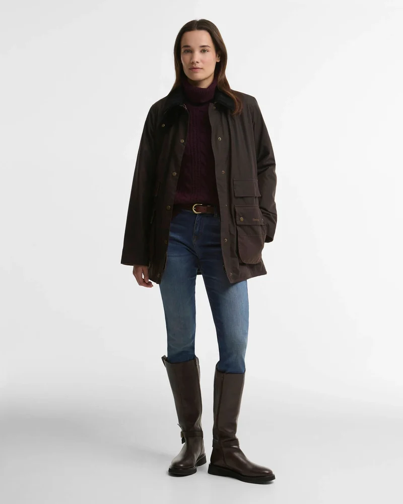 Barbour Dames | Modern Border Waxed Jacket | Rustic/Muted