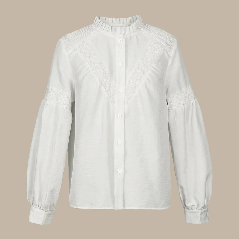Casual Blouse met Ruches en Textuur