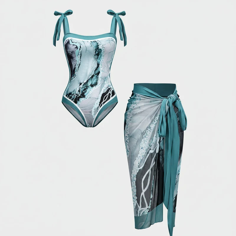 Badpak Set met Pareo & Abstracte Print