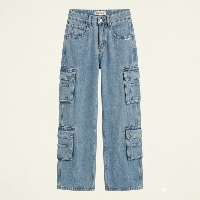 Baggy Cargo Jeans met Wijde Pijpen