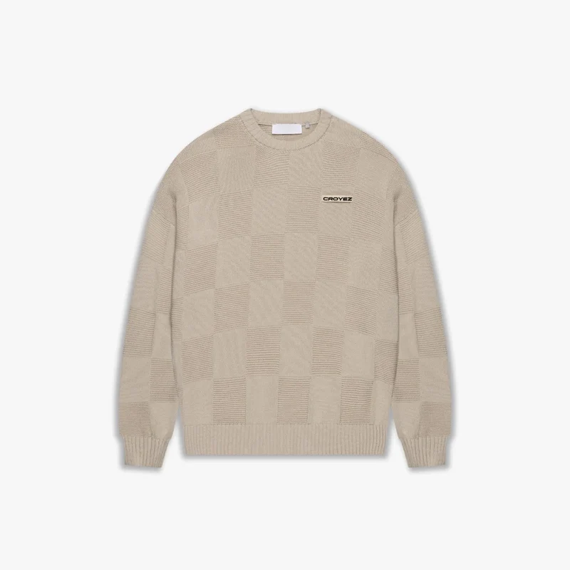 CROYEZ TRUI CHECKERBOARD KNIT SWEATER GRIJS