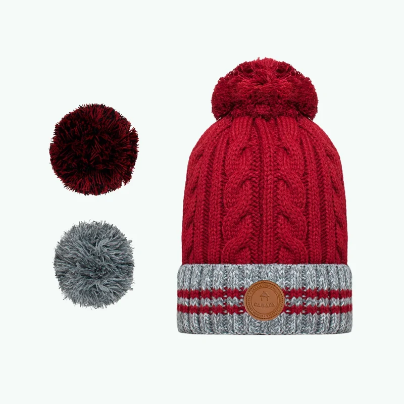 Beanie Creamy Gin Grey Burgundy
