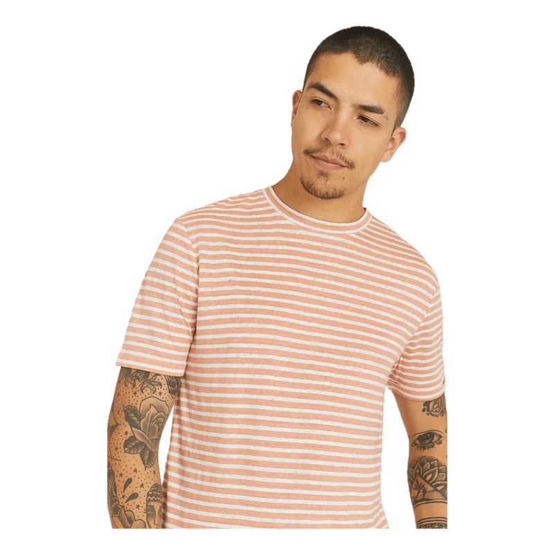 J.Lindeberg Coma Stripe Linen T-shirt Claystone