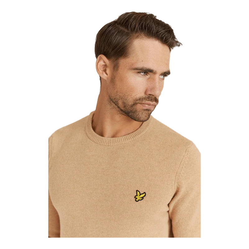 Lyle & Scott Crew Neck Lambswool Blend Jump Tan Marl