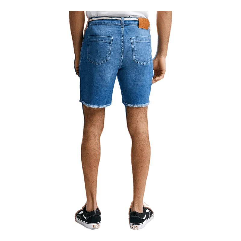 Raw Hem Relaxed Denim Shorts Light Midstone