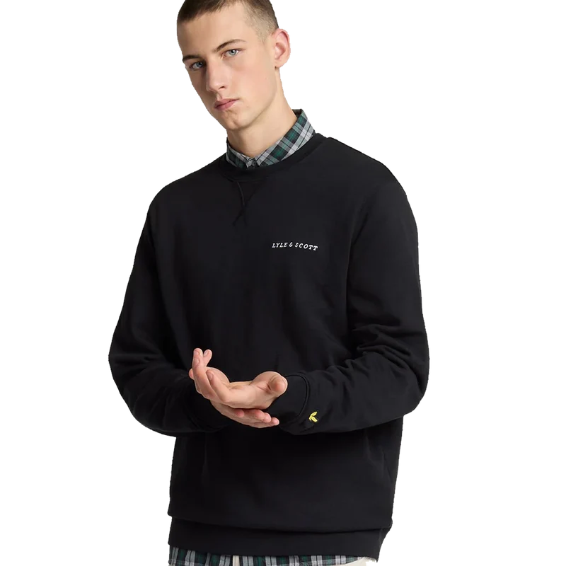 Embroidered Crew Neck Sweatshi Z893 Jet Black/ White