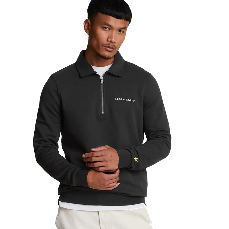 Embroidered Collared Quarter Z Z893 Jet Black/ White