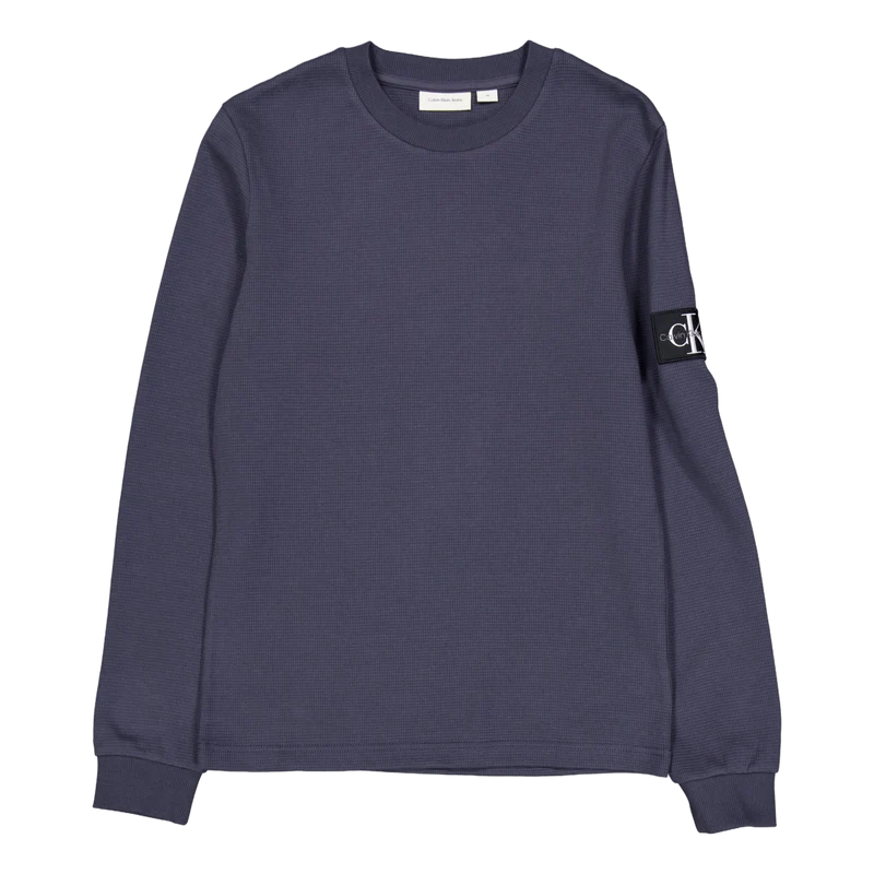 Badge Waffle Ls Tee Ban Ebony