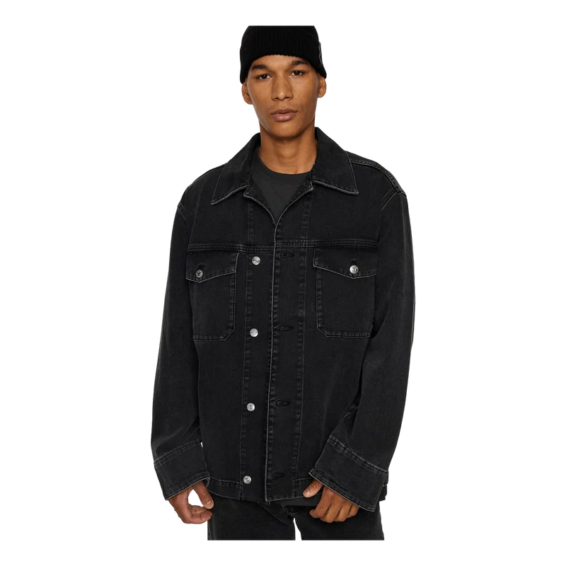 Hunt Washed Denim Overshirt Black
