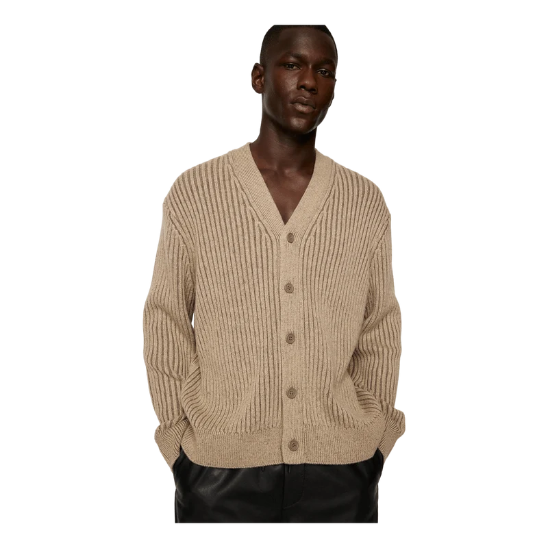 Twin Plated Knit Cardigan Tiger Brown