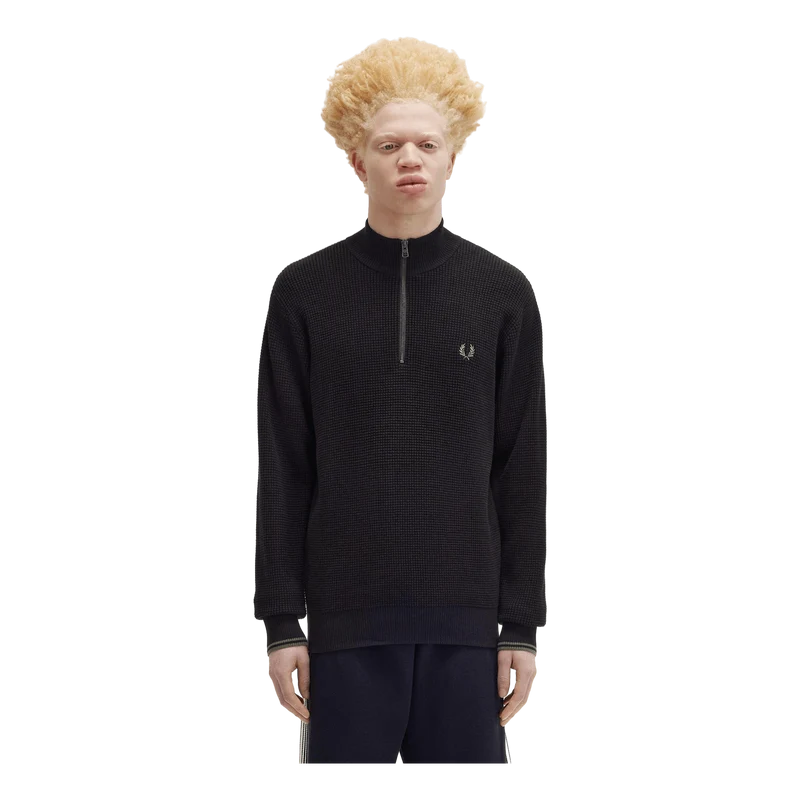 Waffle Stitch Half Zip Jmpr 102 Black